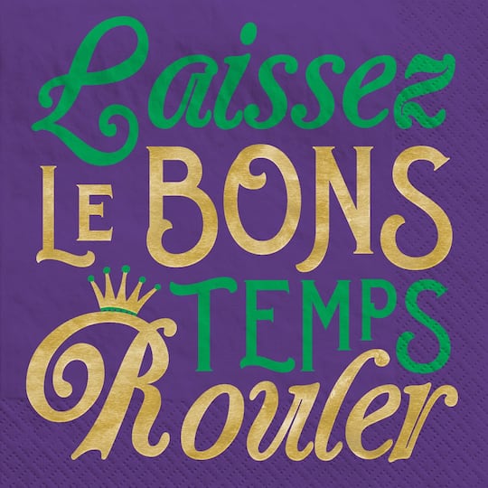 Mardi Gras Let The Good Times Roll Beverage Napkins, 48ct.
